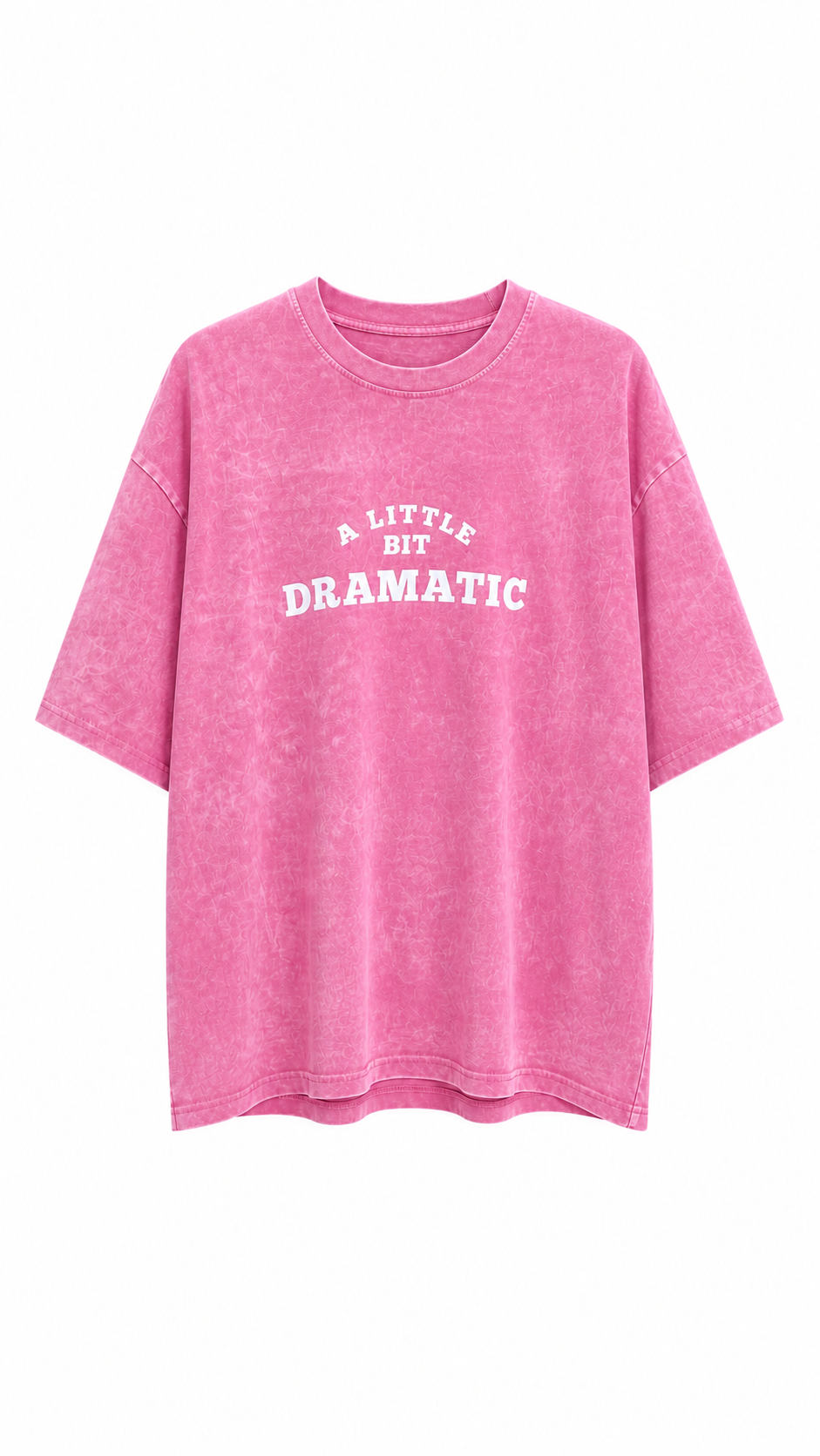 Pembe Dramatic Baskılı Soluk Efektli Oversize Tshirt