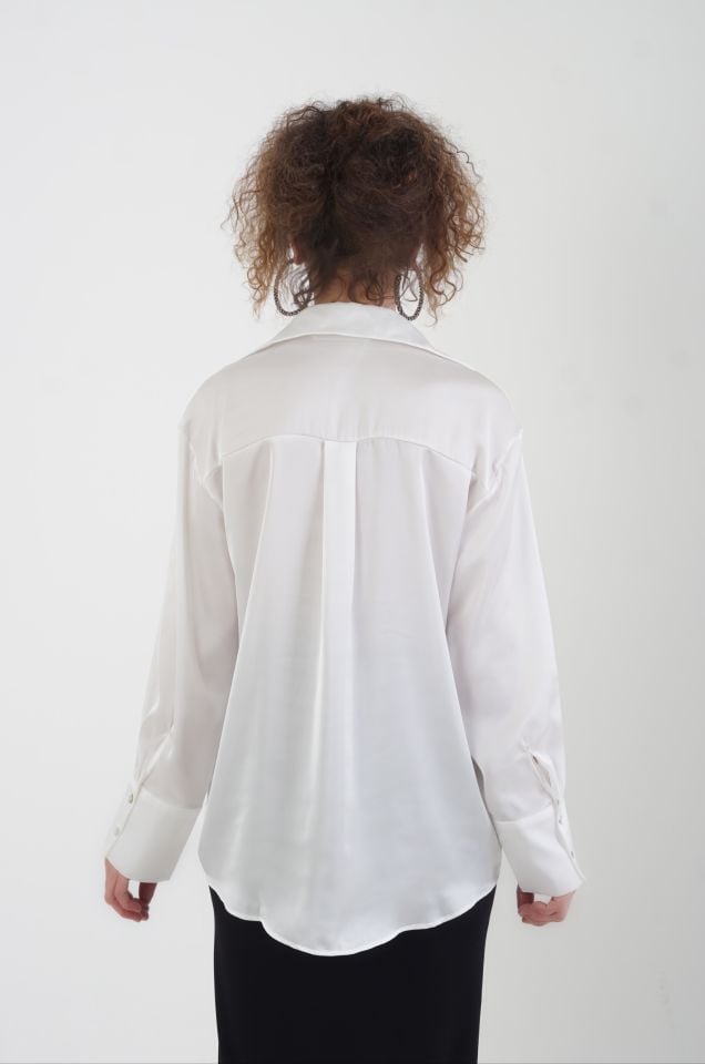 Beyaz Basic Saten Gömlek