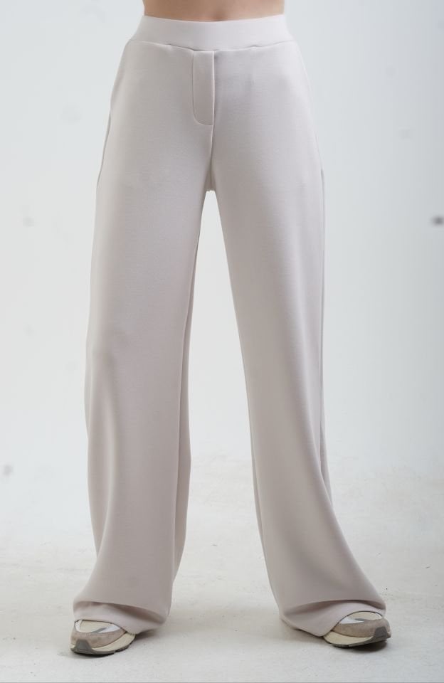 Bej O Yaka Triko Detay Modal Sweatshirt Pantolon Takım