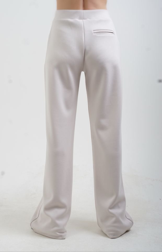 Bej O Yaka Triko Detay Modal Sweatshirt Pantolon Takım