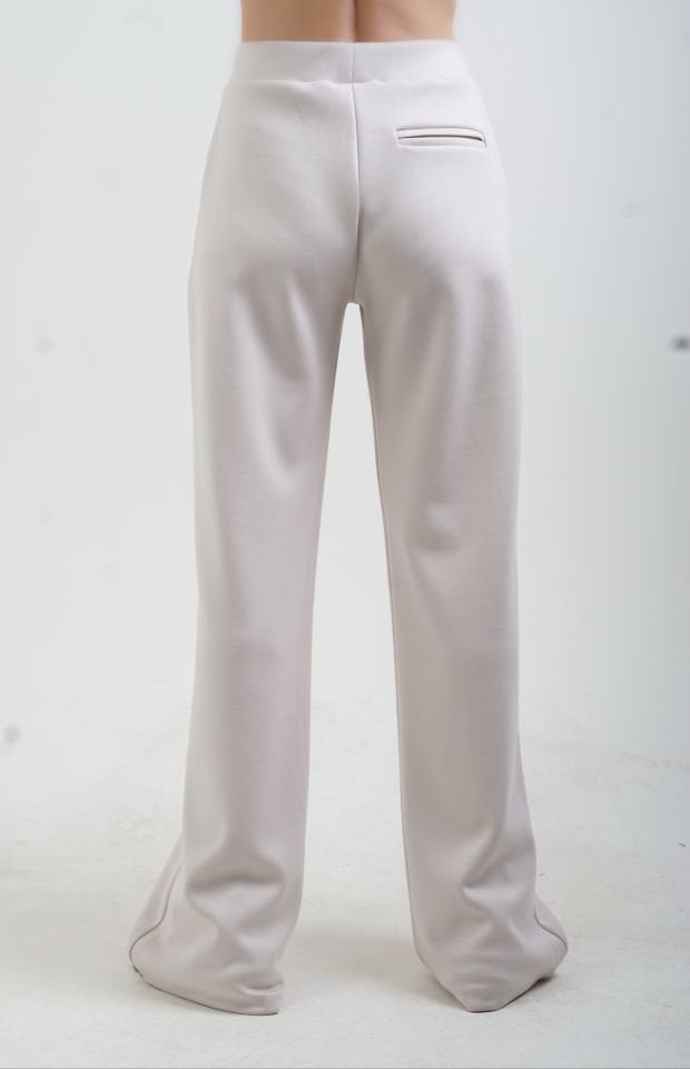 Bej O Yaka Triko Detay Modal Sweatshirt Pantolon Takım