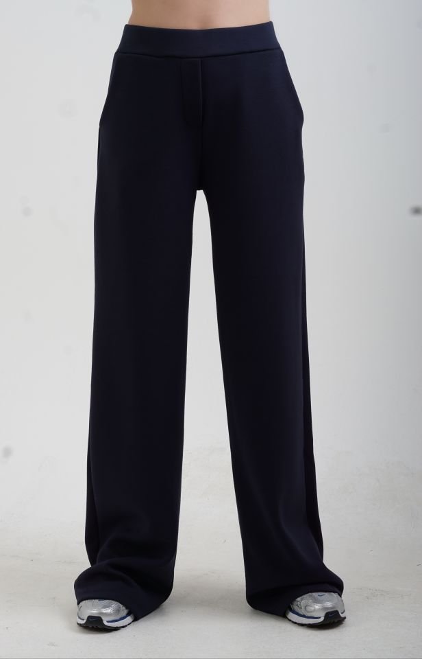 Lacivert O Yaka Triko Detay Modal Sweatshirt Pantolon Takım