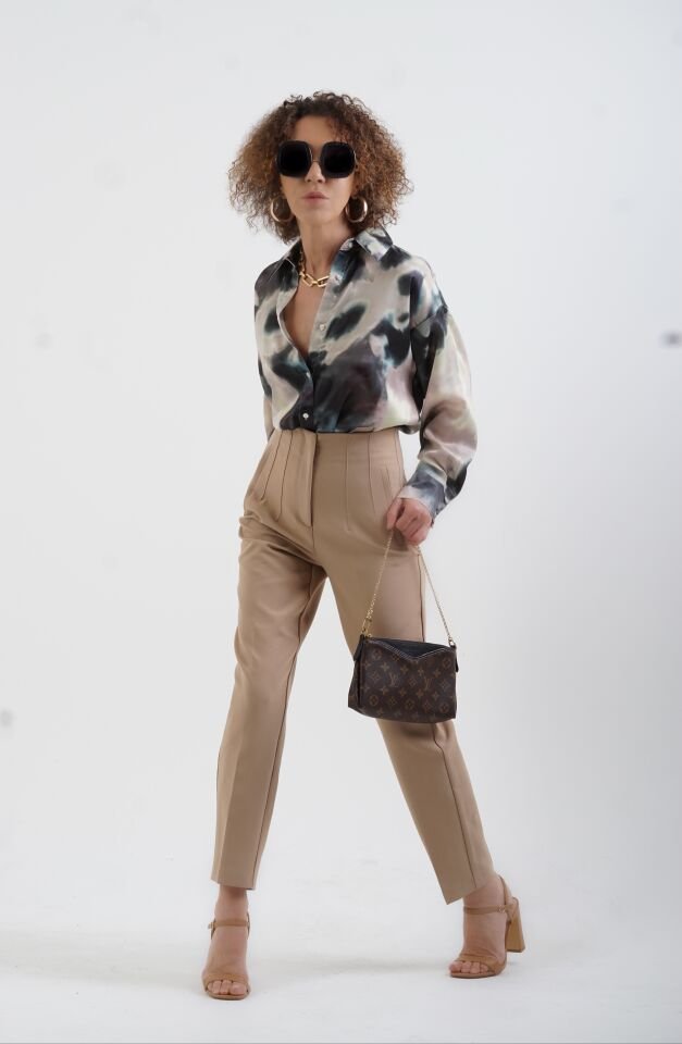 Önü Flatolu Pantolon CAMEL - XL