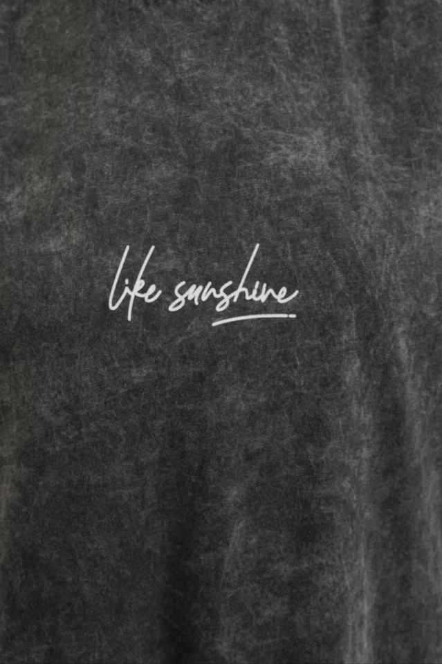 Life Sunshine Baskılı Soluk Efektli Oversize Tshirt