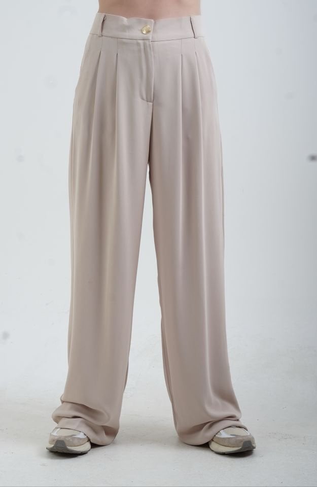 Bej Geniş Paça Pantolon