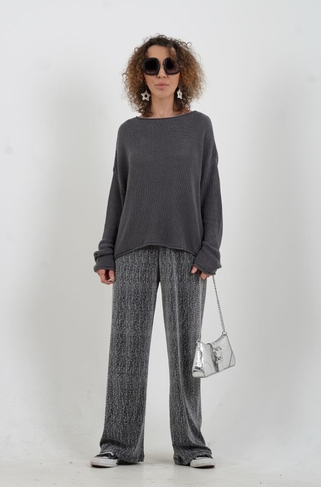 Füme Kayık Yaka Basic Triko Kazak