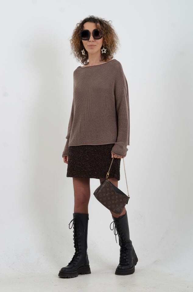 Vizon Kayık Yaka Basic Triko Kazak