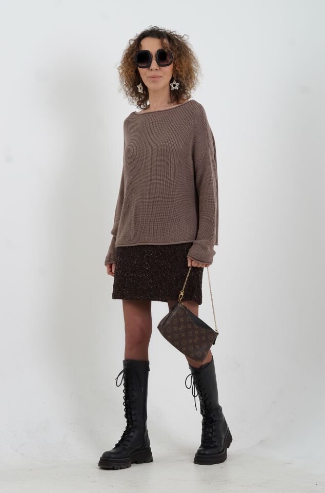 Vizon Kayık Yaka Basic Triko Kazak