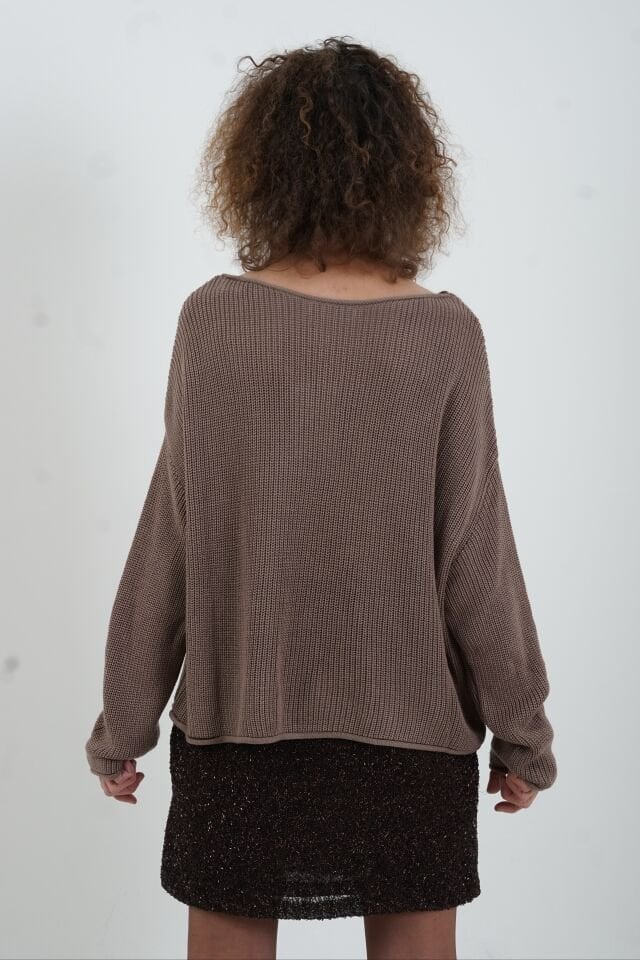 Vizon Kayık Yaka Basic Triko Kazak