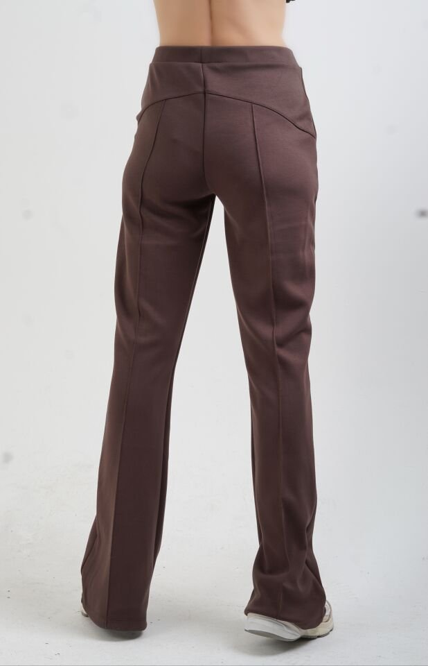 Kahve Fermuarlı Modal Sweatshirt Pantolon Takım