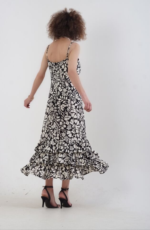 Flamenco Desenli Fırfır Detaylı Elbise