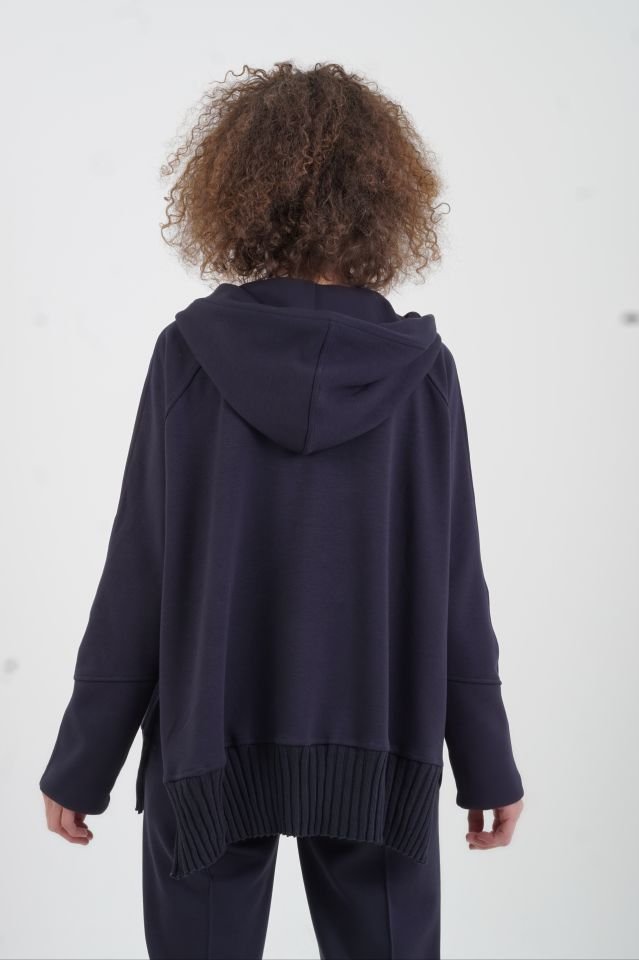 Lacivert Fermuarlı Modal Sweatshirt Pantolon Takım