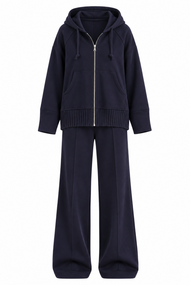 Lacivert Fermuarlı Modal Sweatshirt Pantolon Takım