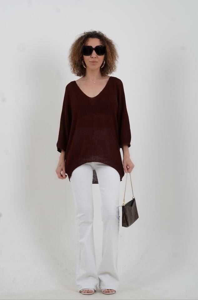 Kahve Pike Örgü Triko