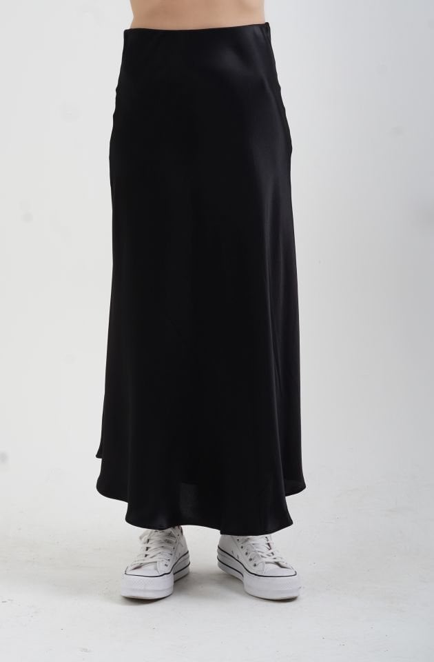 Siyah Saten Verev Etek