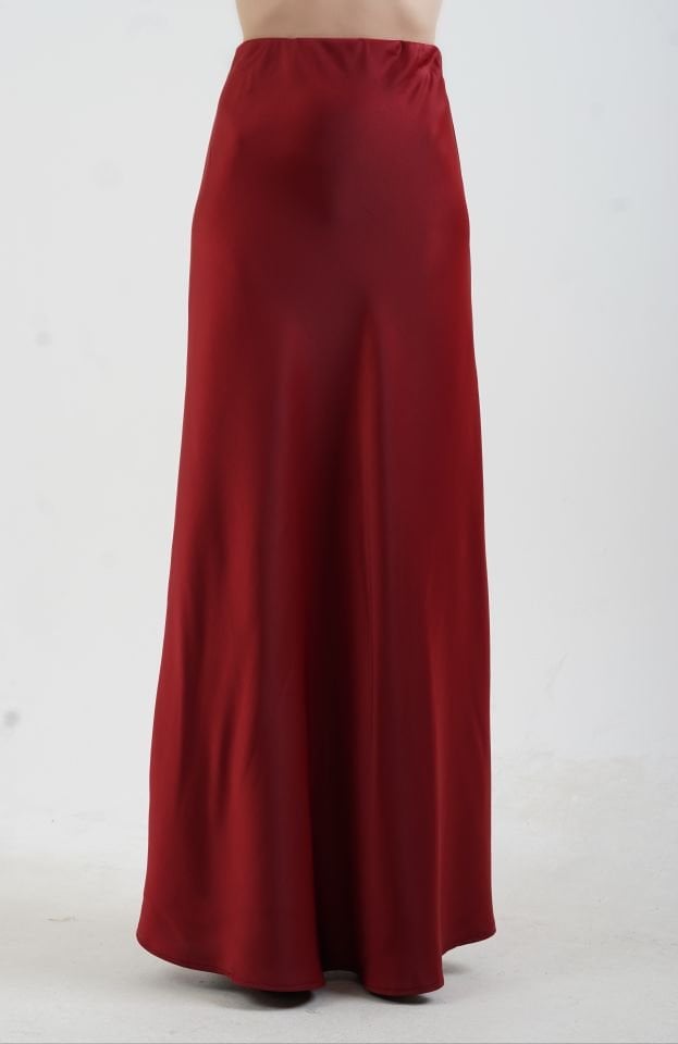 Bordo Tok Saten Maxi Boy Etek