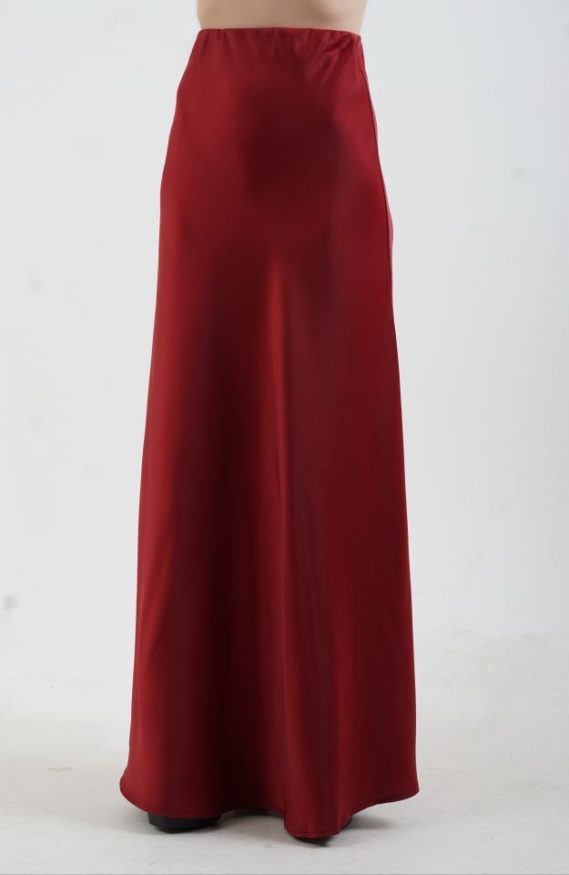 Bordo Tok Saten Maxi Boy Etek