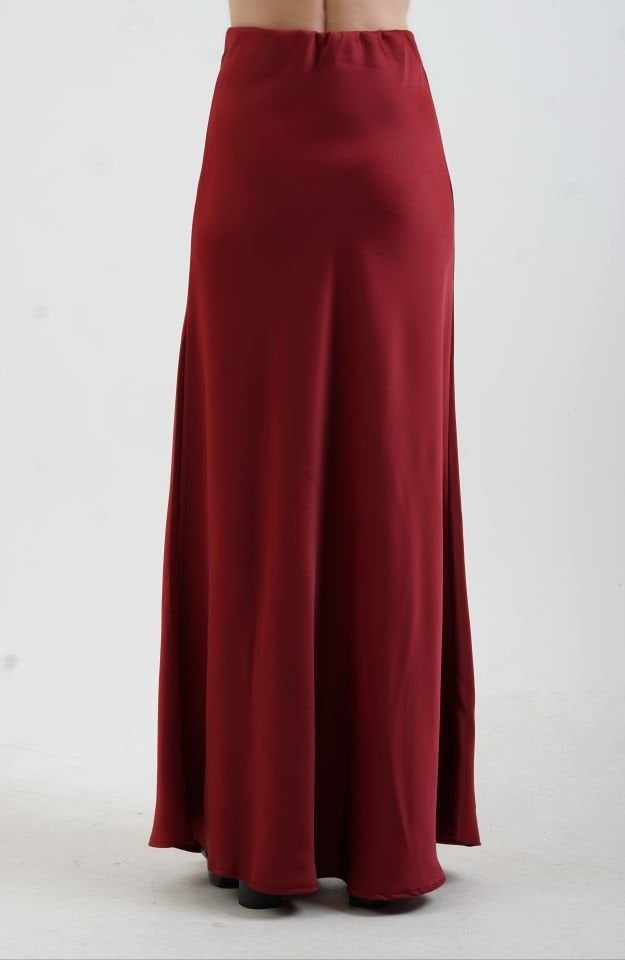 Bordo Tok Saten Maxi Boy Etek