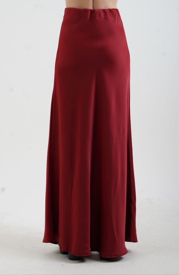 Bordo Tok Saten Maxi Boy Etek