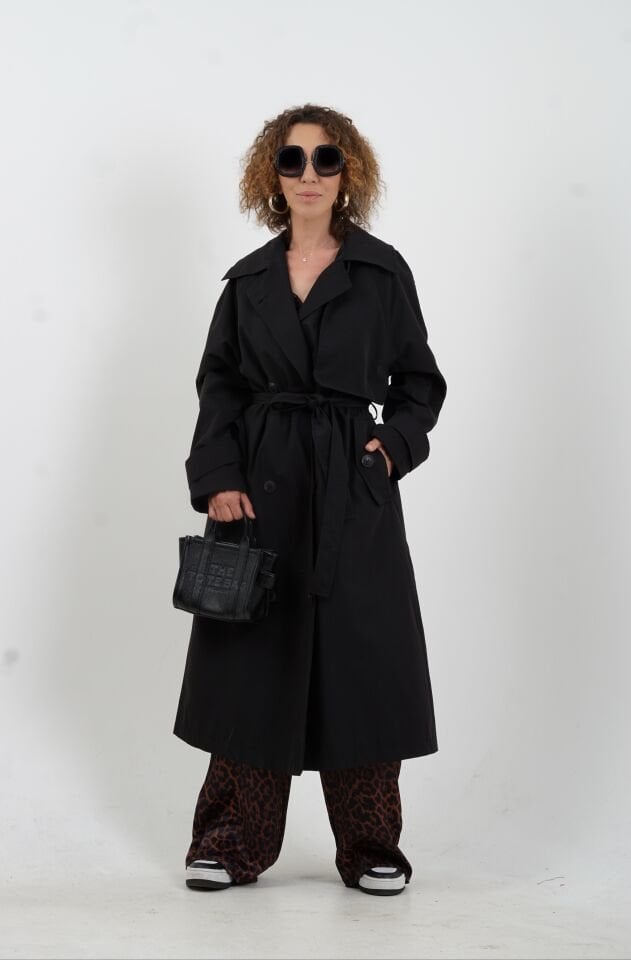 Siyah Kuşaklı Trençkot