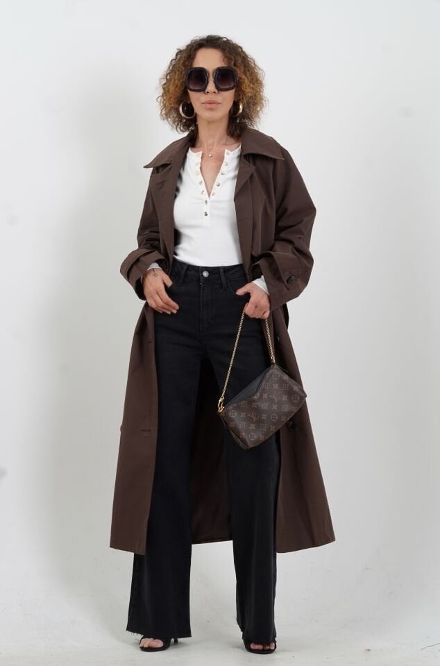 Kahve Kuşaklı Trençkot