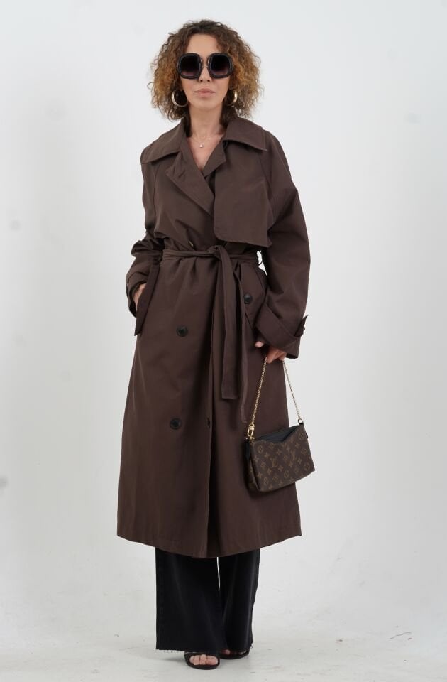 Kahve Kuşaklı Trençkot