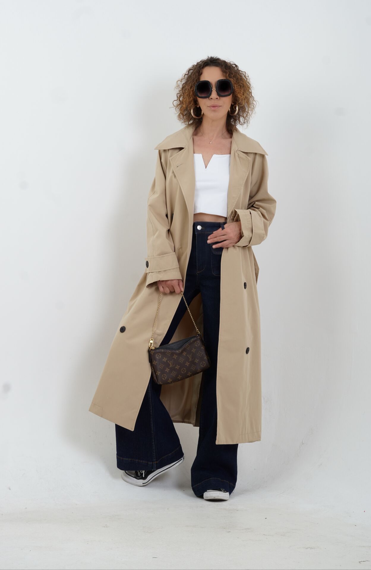 Bej Kuşaklı Trençkot