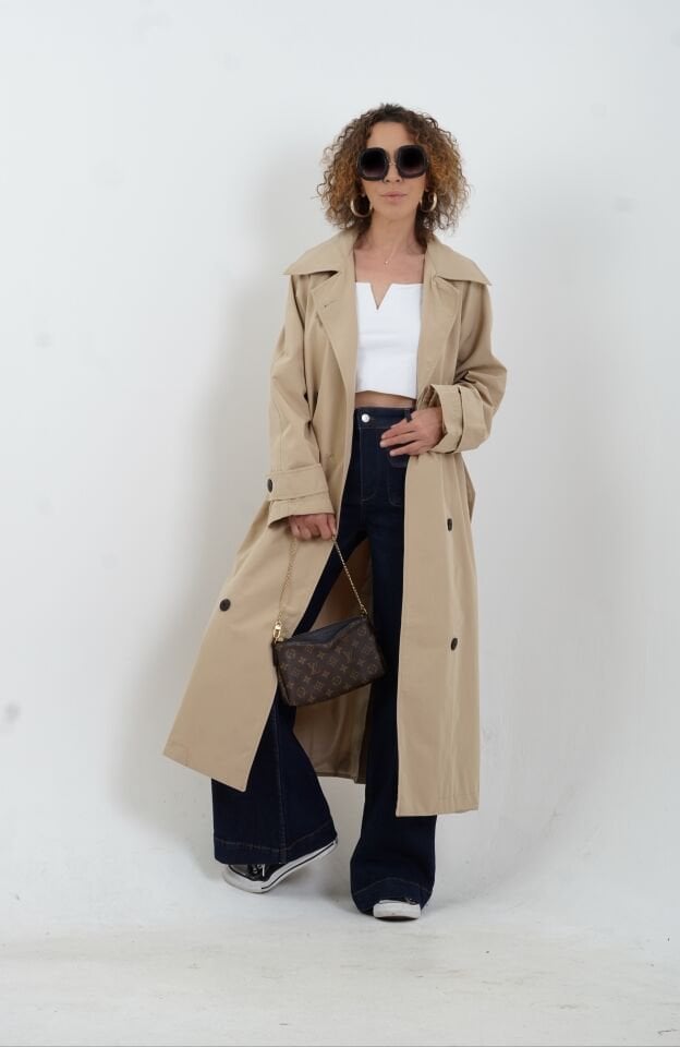 Bej Kuşaklı Trençkot