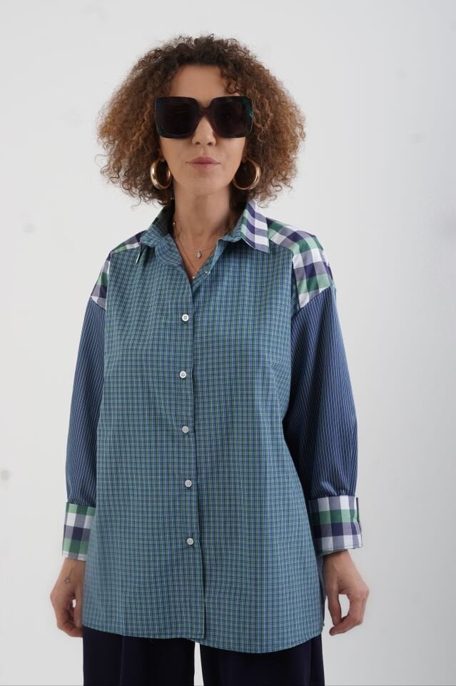 Yeşil Mix Kareli Gömlek