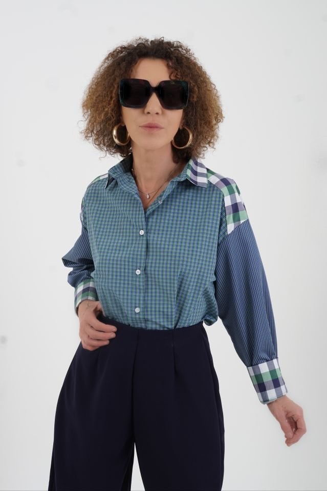 Yeşil Mix Kareli Gömlek