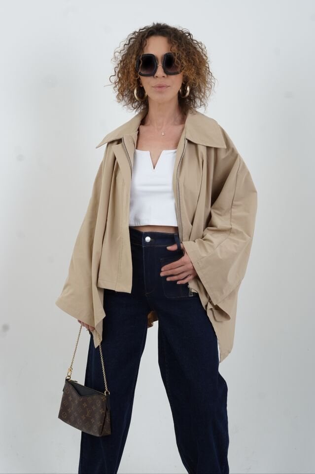 Bej Pelerin Trench