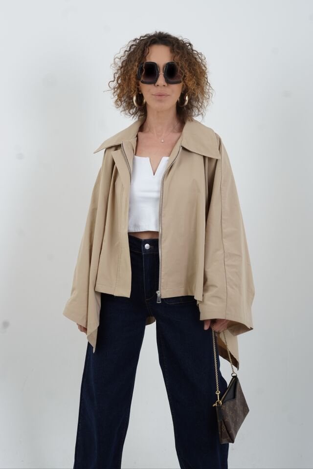 Bej Pelerin Trench