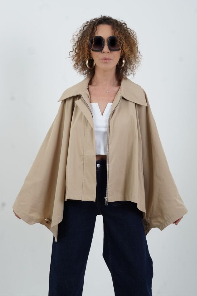 Bej Pelerin Trench