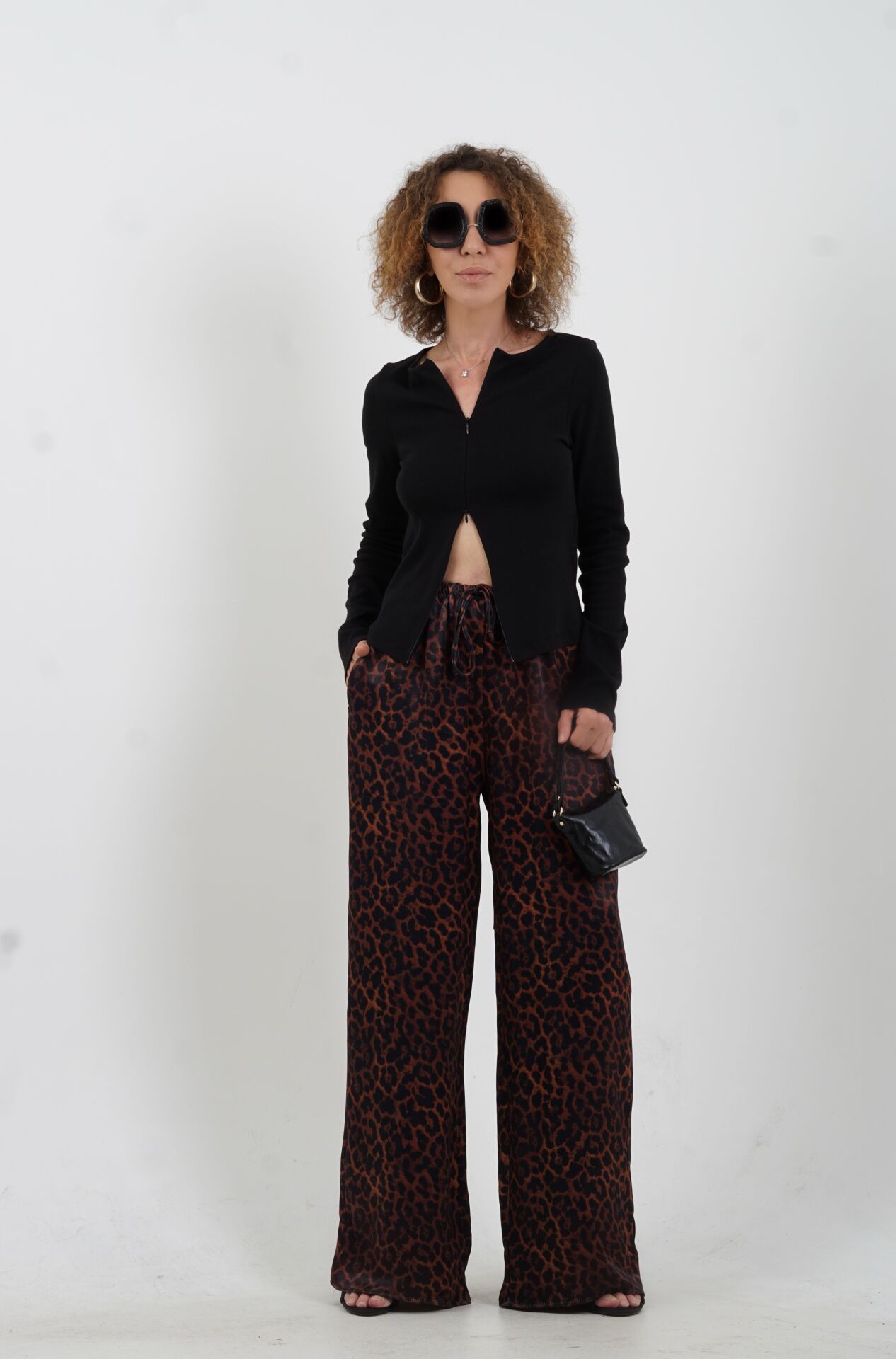 Kahve Leopar Desenli Pantolon
