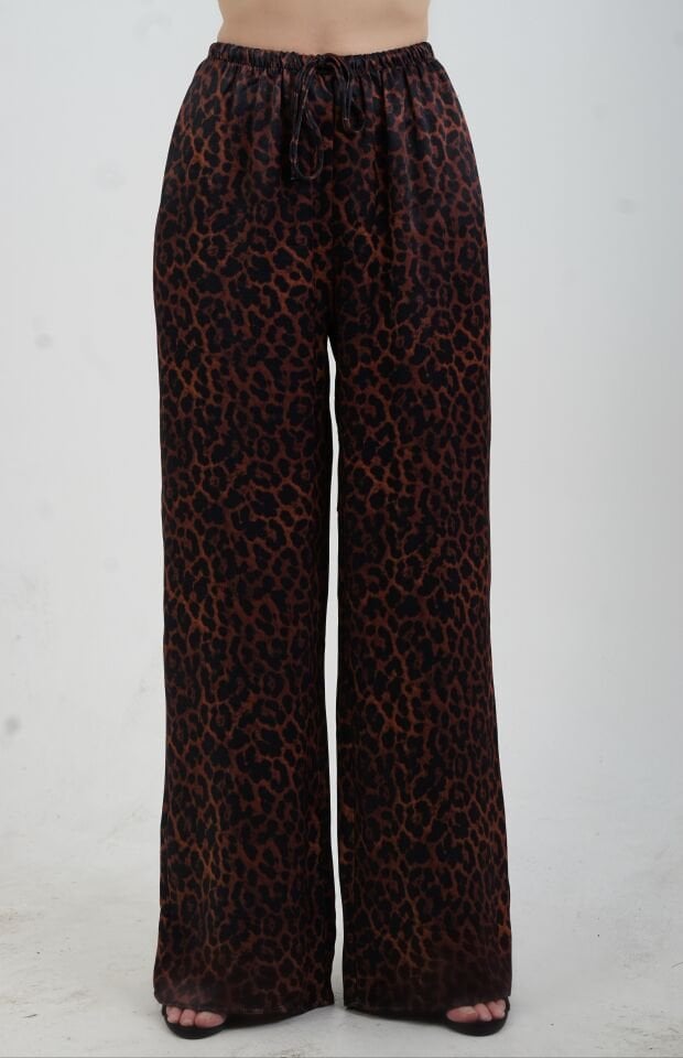 Kahve Leopar Desenli Pantolon