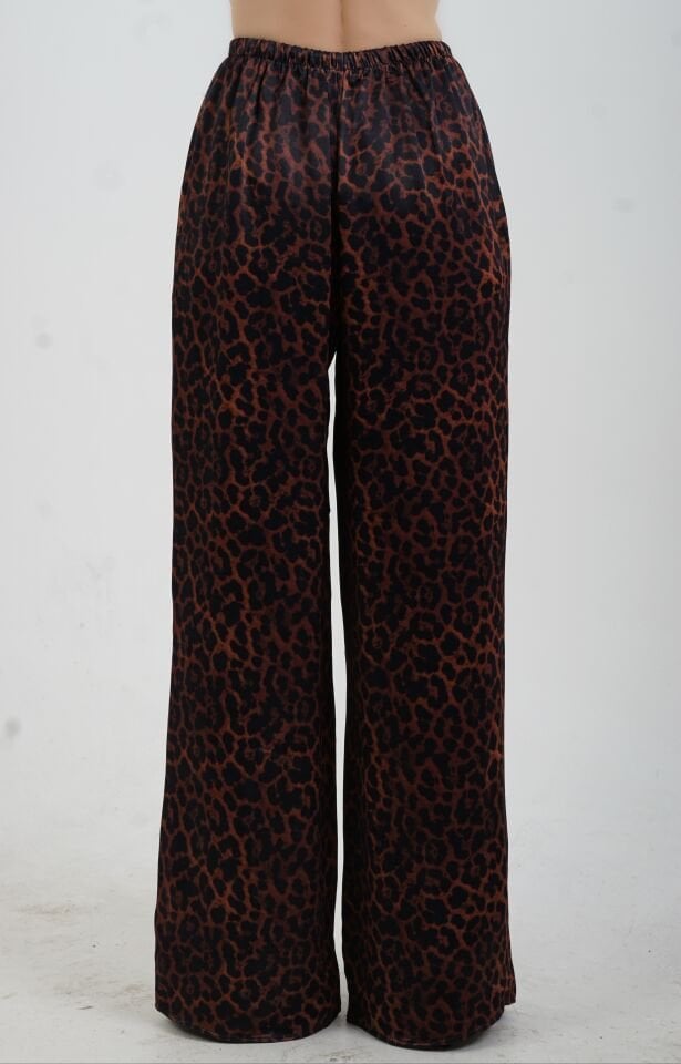 Kahve Leopar Desenli Pantolon