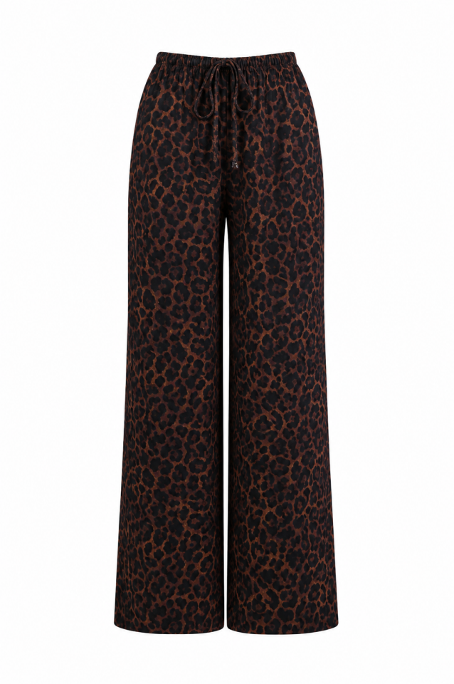 Kahve Leopar Desenli Pantolon