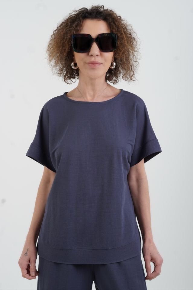Antrasit Tensel Tshirt Bel Paça Lastikli Pantolon Takım