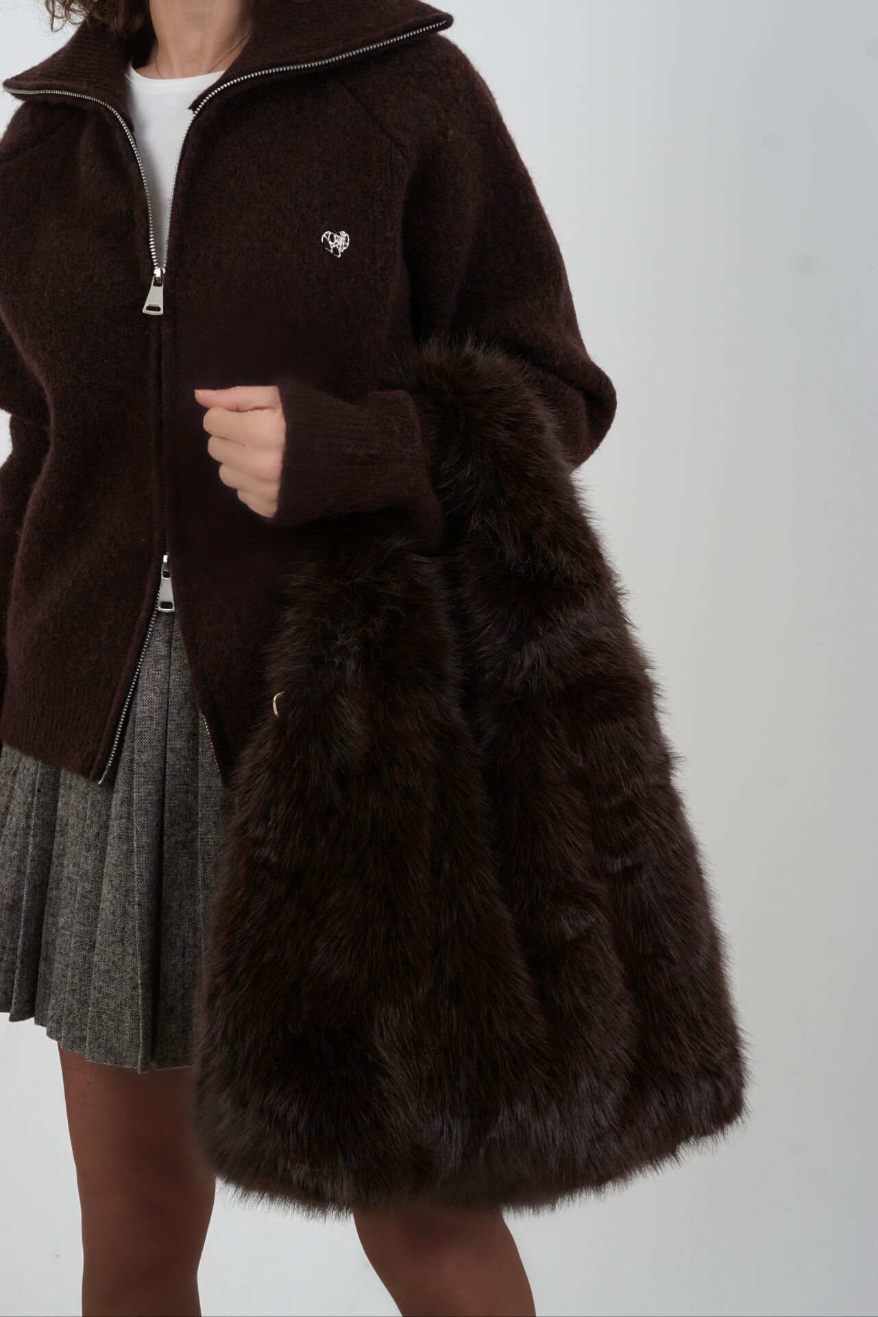 Kahve Kürk Görünümlü Büyük Boy Çanta