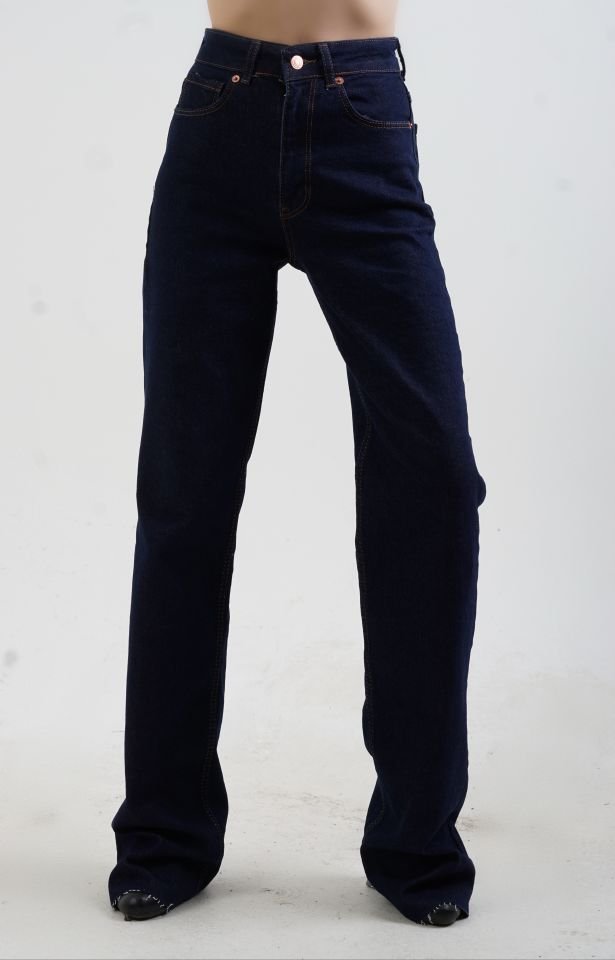 Lacivert Straight Fit Jean Pantolon