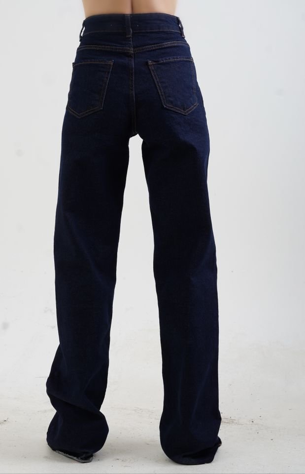 Lacivert Straight Fit Jean Pantolon