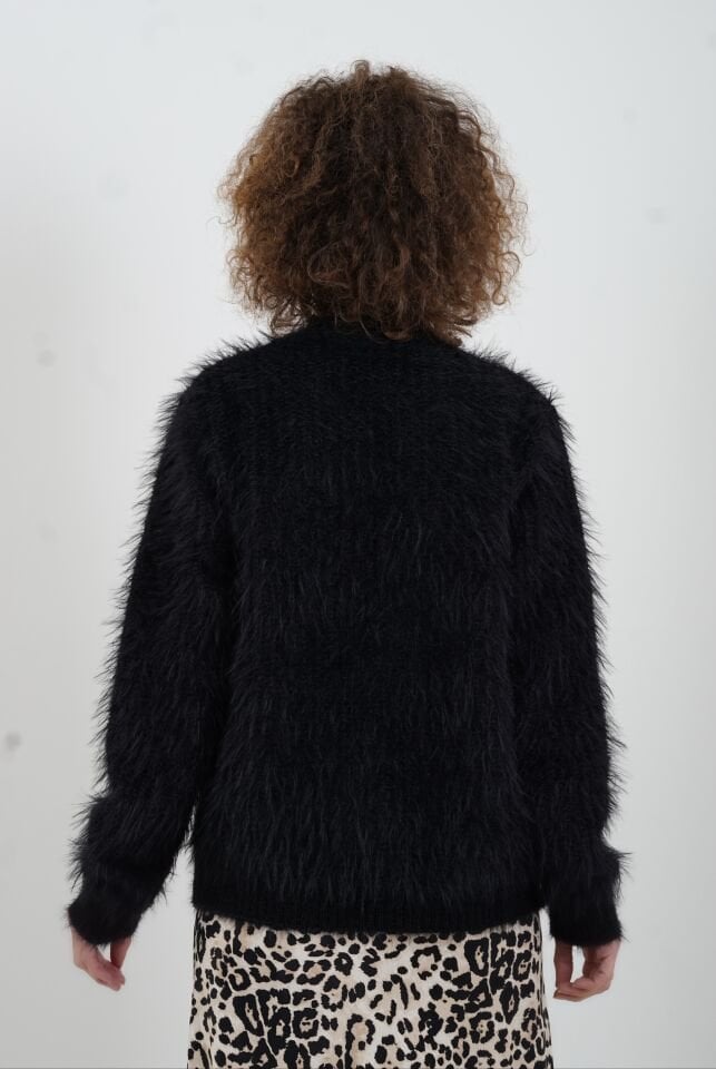 Siyah Sakallı Düğmeli Hırka