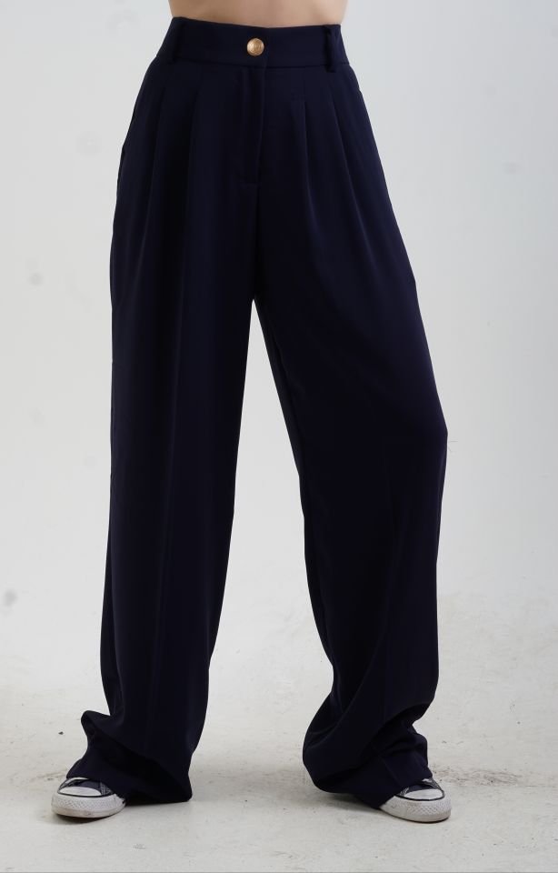 Lacivert Geniş Paça Pantolon