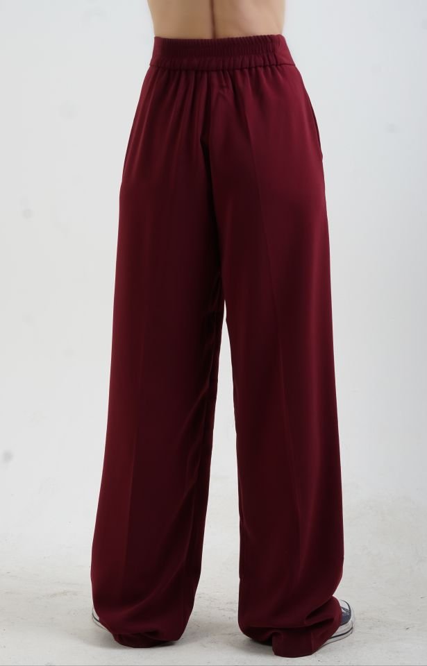 Bordo Geniş Paça Pantolon