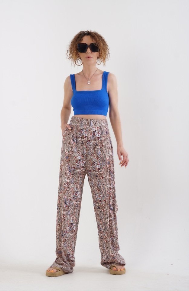 Saks Mavi Askılı Crop Top