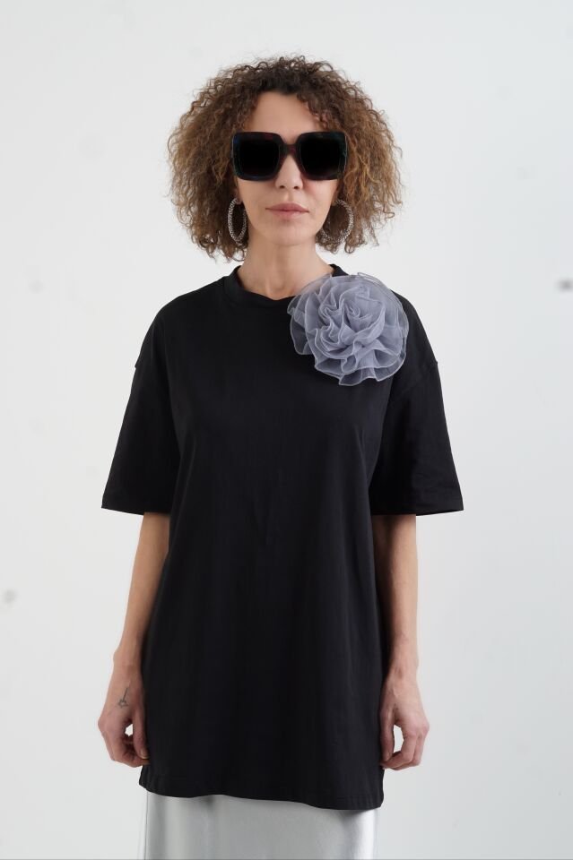 Siyah Fiona Oversize Tshirt