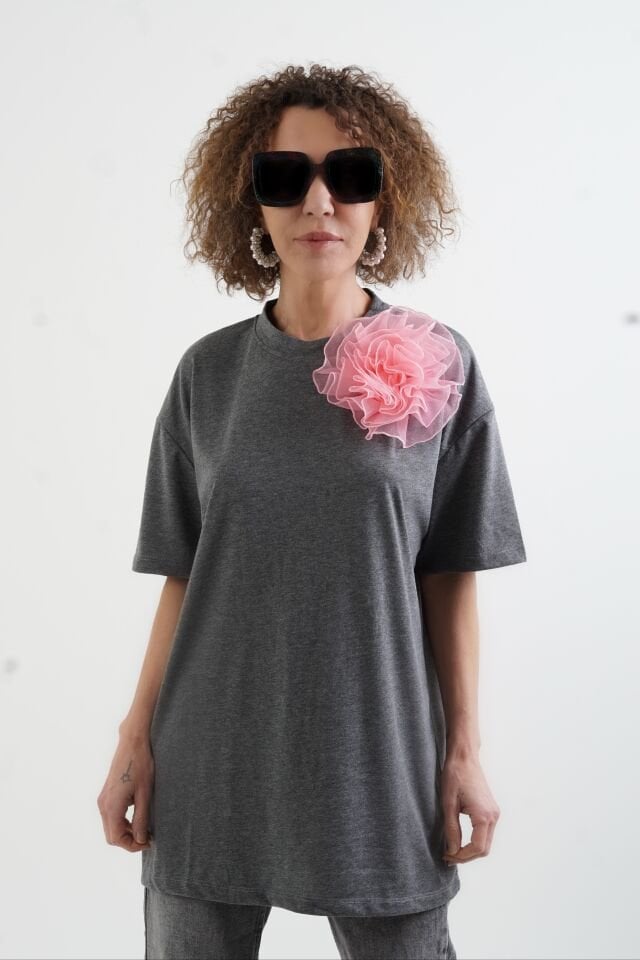 Gri Fiona Oversize Tshirt