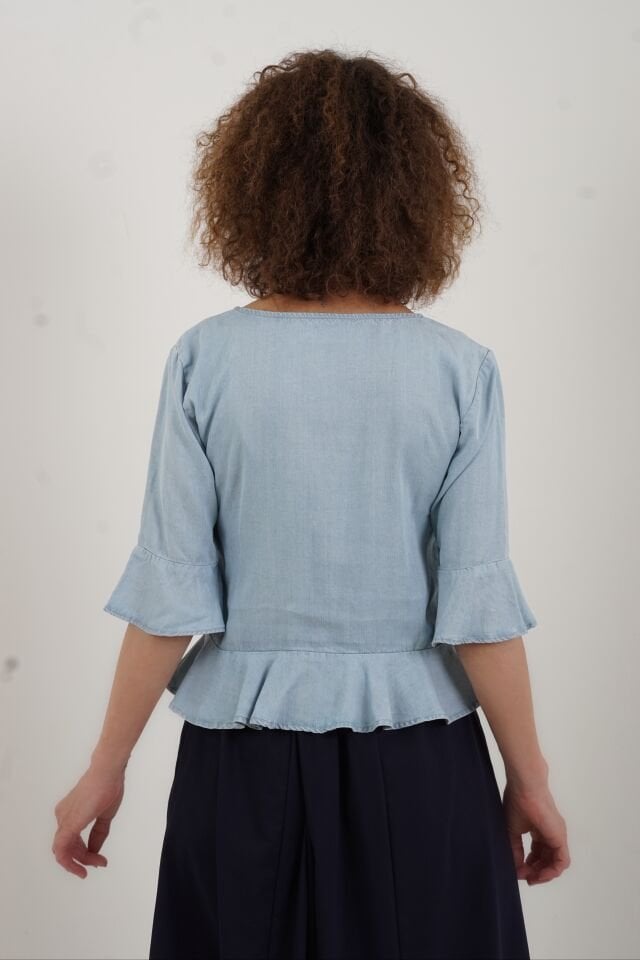 Volanlı Tencel Bluz