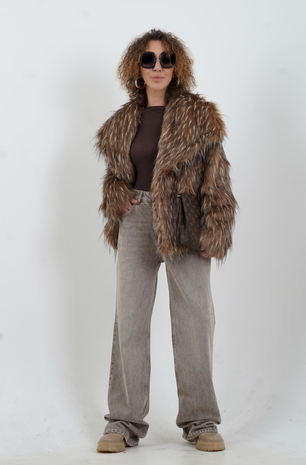 Kahve Kar Yıkama Denim Pantolon