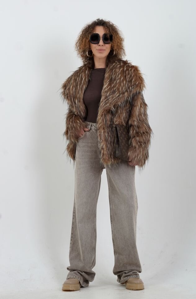 Kahve Kar Yıkama Denim Pantolon